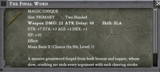 THE FINAL WORD item card